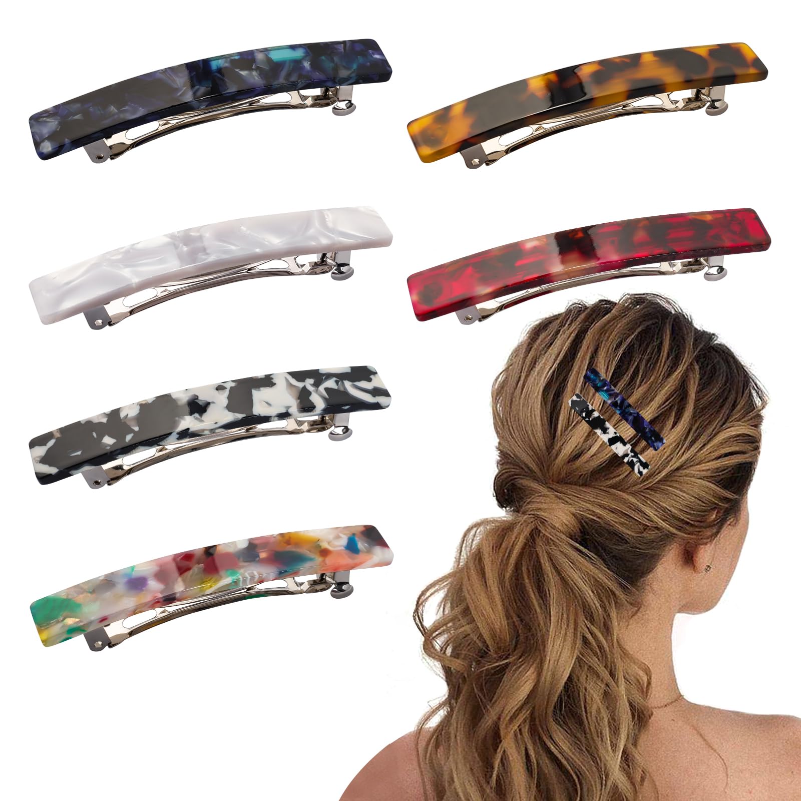 Photo 1 of *MINOR DAMAGE - USED*
Fumwase 6PCS Hair Barrettes for Women Shell Hair Clip Hair Accessories Barrettes for Thick Thin Long Short Hair (Blue + Red + Color + White + Tortoiseshell + Black and white)