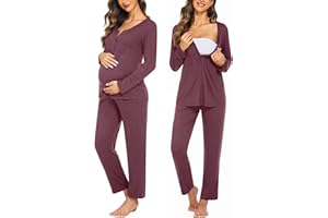 Ekouaer Maternity Nursing Pajama Sets Labor Delivery Pjs Long Sleeve Breastfeeding Pajamas Pregnancy Sleepwear Set