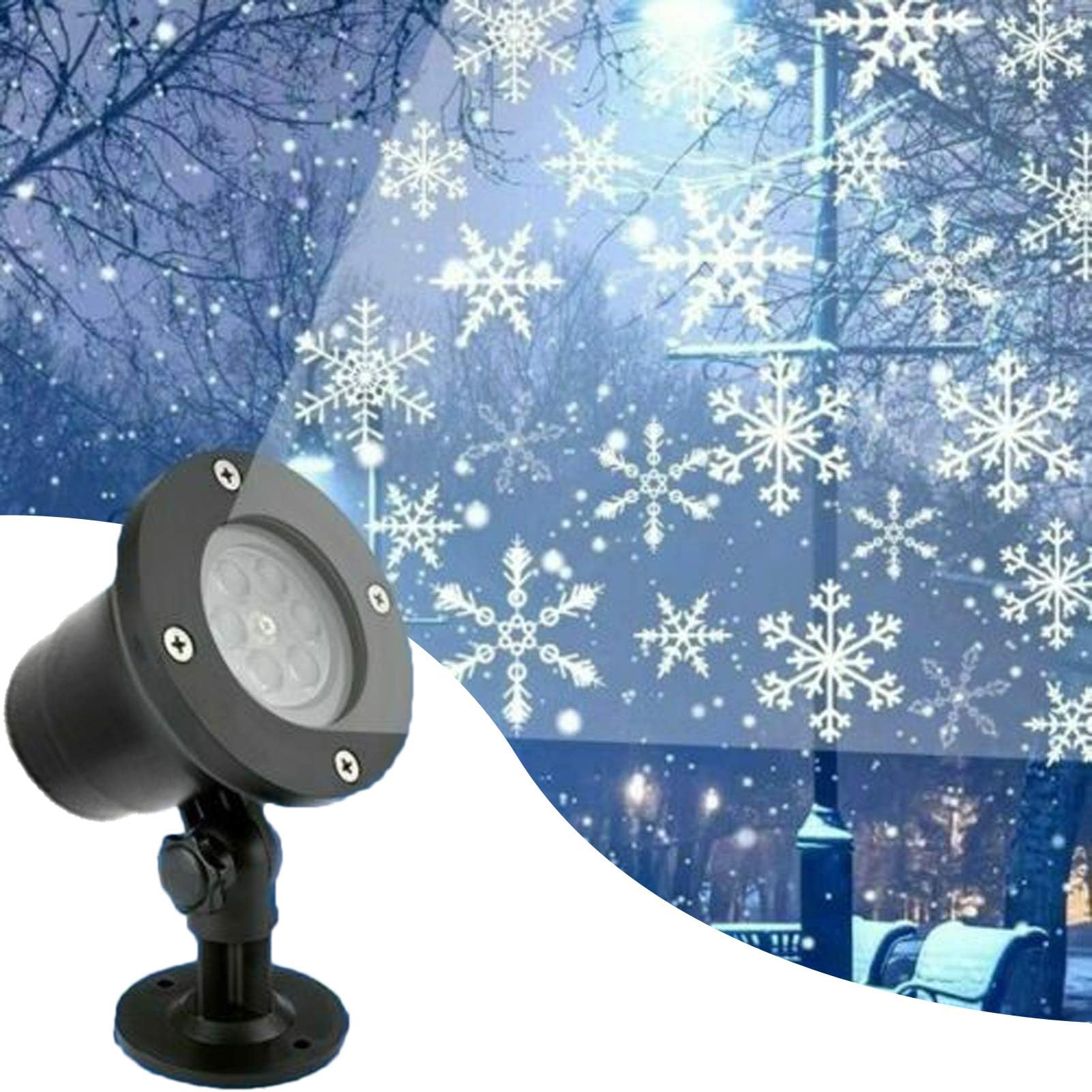 Christmas Snowflake Projector LED Lights, IP65 Waterproof Snowfall Projector Light, Garden Landscape Lamp for Xmas Party Holiday Wedding Home Outdoor Indoor Decoration