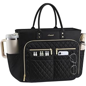 LOVEVOOK Tote Bag for Women, Teacher Nurse Work Laptop Bag, Quilted Bible Computer Shoulder Bag for Business Travel College