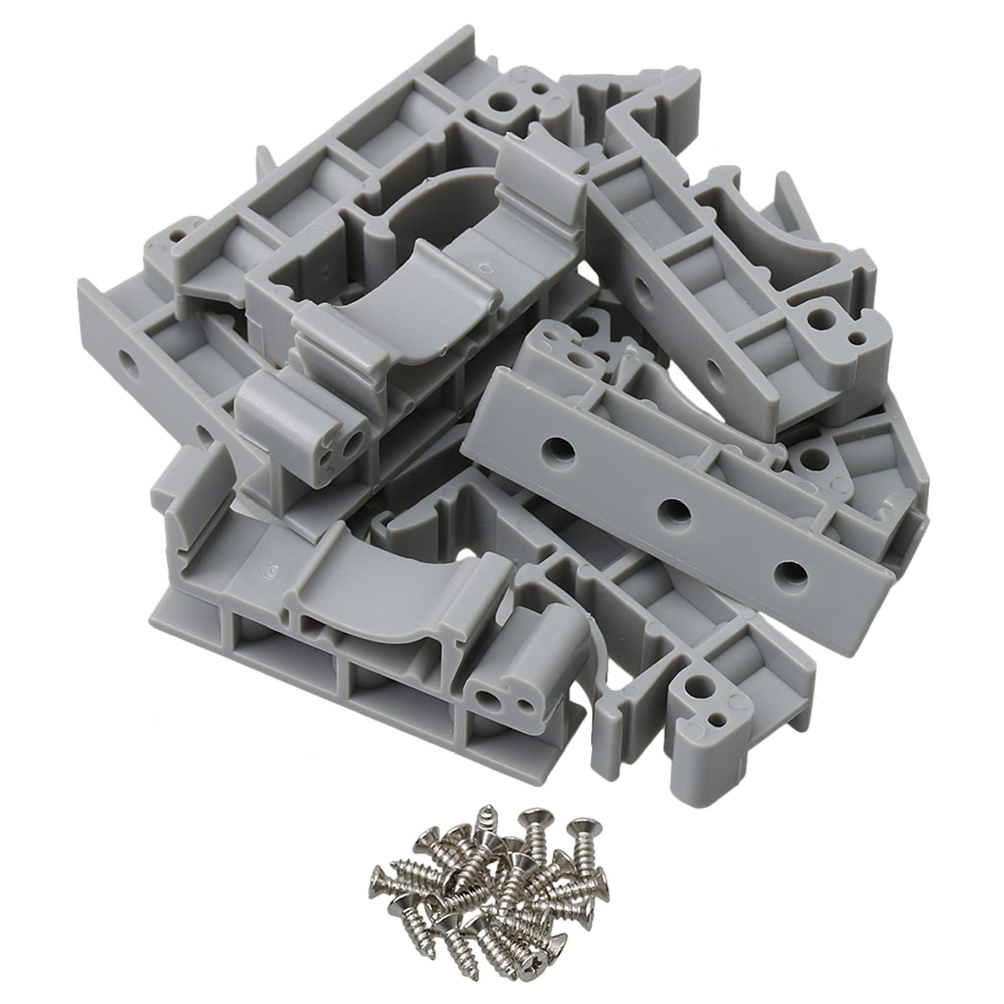 BQLZR Gray Plastic PCB Mounting Adapter Circuit Board Mounting Bracket Holder Carrier for DIN 35 Mounting Rail Pack of 10
