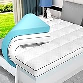 PAYHUIN Dual Layer 4 Inch Memory Foam Mattress Topper King Size, 2 Inch Cooling Gel Memory Foam, 2 Inch Soft Pillow Top Pad, Breathable Mattress Cover for Back Pain Relief, Deep Elastic Pocket, White