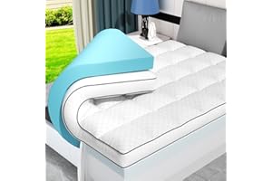 PAYHUIN Dual Layer 4 Inch Memory Foam Mattress Topper King Size, 2 Inch Cooling Gel Memory Foam and 2 Inch Pillow Top Mattress Pad Cover for Back Pain, Deep Elastic Pocket, Medium Support, White