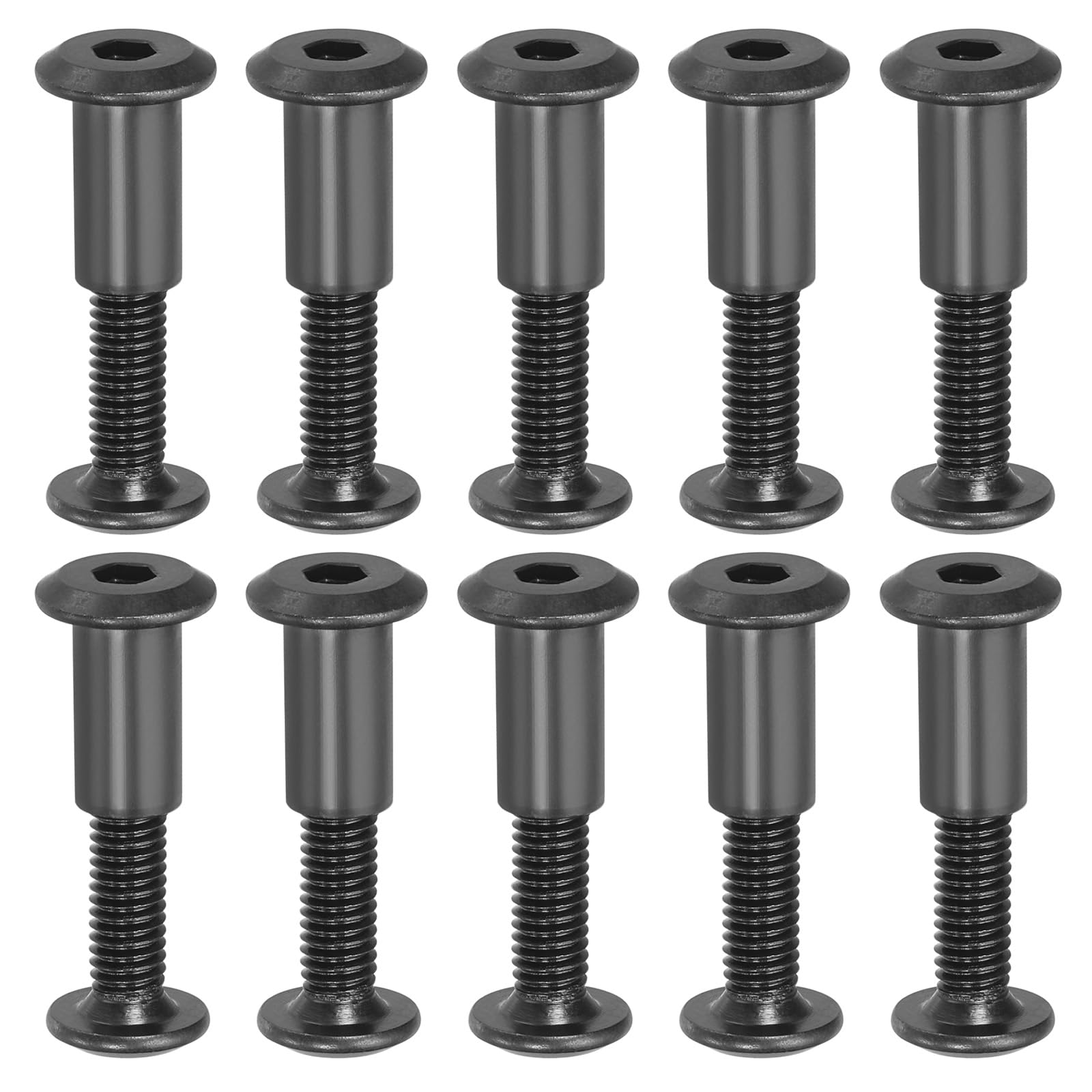 PATIKIL M6 x 20 mm Hex Chicago Screws, 20 Set Binding Screw Posts Connecting Hex Drive Socket Cap Bolt Nuts for Scrapbook Leather Belt Album Photo Furniture Repair, Black