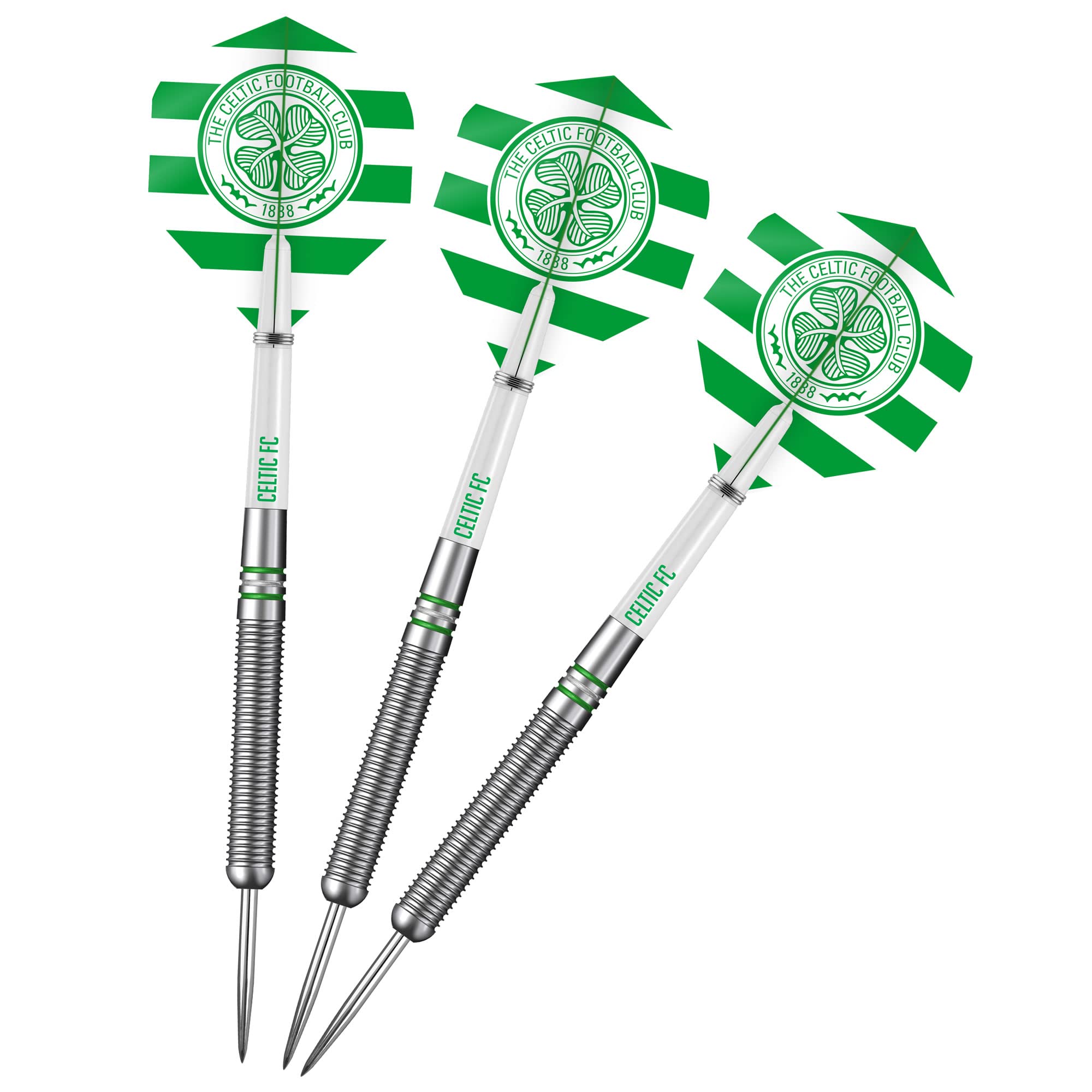 FOCO Officially Licensed Celtic Football Club Bhoys FC 90% Tungsten Barrel Steel Tip Darts, Standard Flights, 24g (D1412)