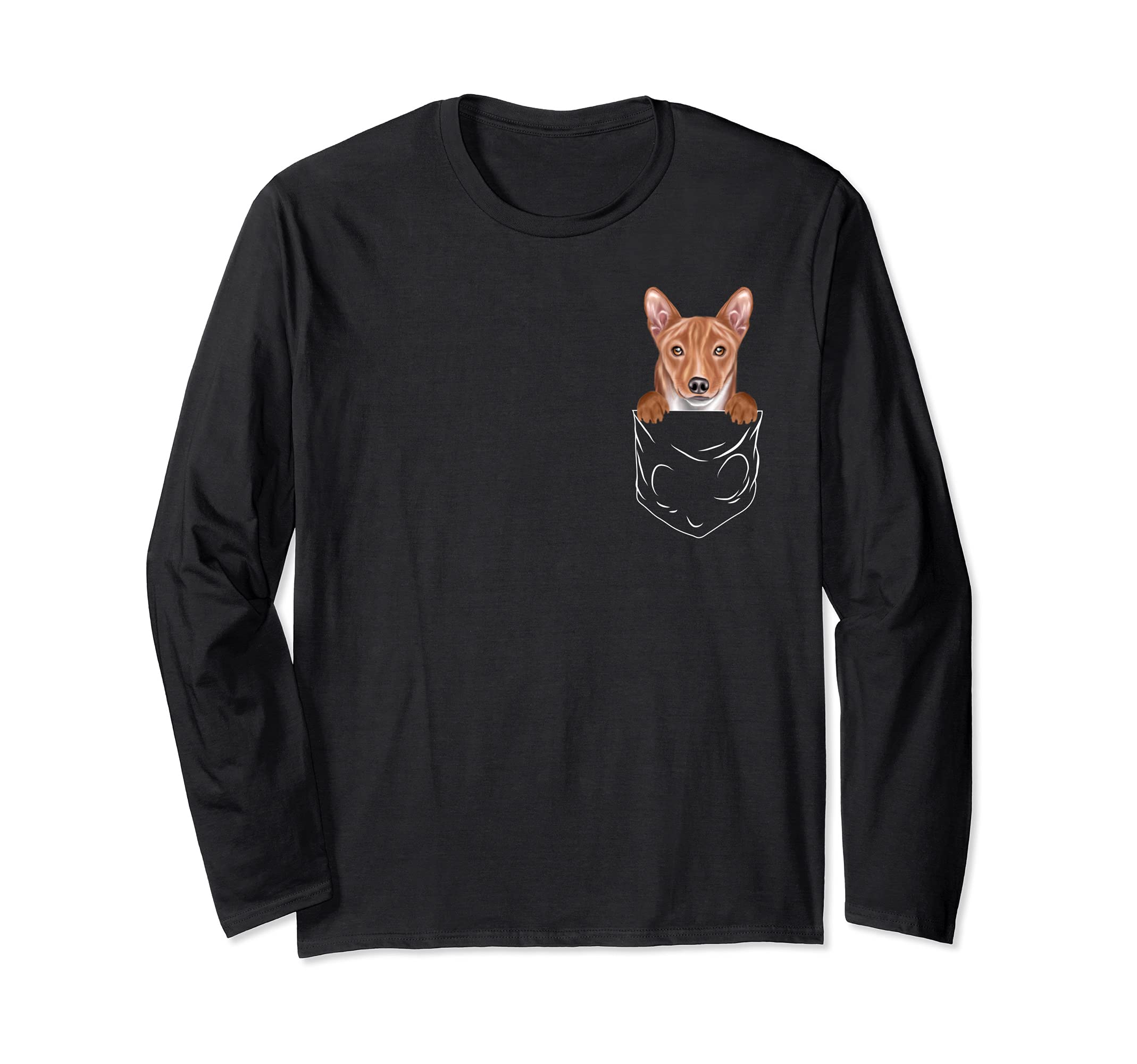Dog In Pocket Basenji Funny Dog Lover Long Sleeve T-Shirt