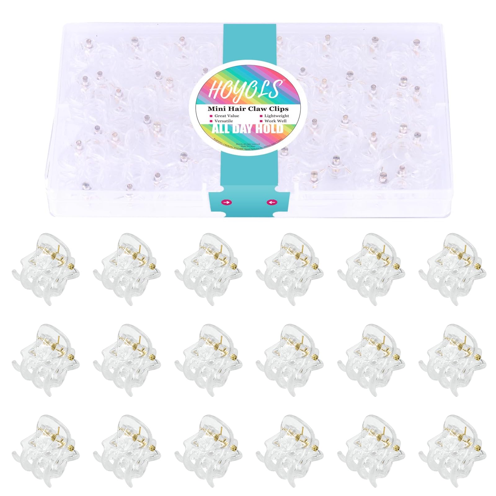 Hoyols Clear Small Hair Clips, Mini Claw Clips for Hair Strong Grip Plastic Tiny Jaw Cute Accessories No Slip for Women Girl Short Thick Hair 48 pcs — image 1