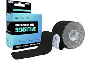 HARUTO Kinesiology Sports Tape, for Pain Relief Strong Support, Therapeutic Tape Physio for Athletic Sports Recovery, 20 Precut 10¢®¡¾ Strips (Sensitive Black for Novice)