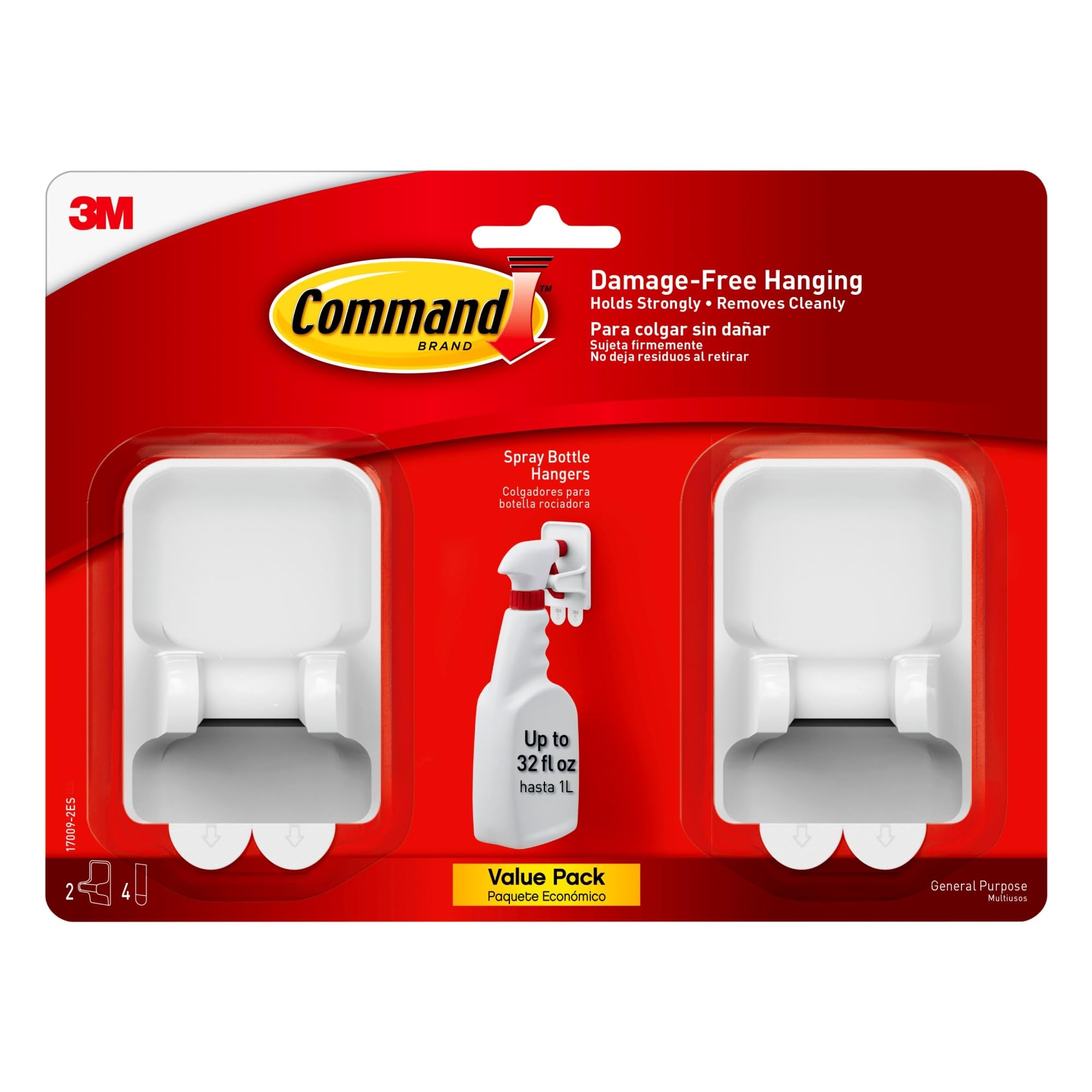 Command Spray Bottle Hangers [Removable]: 2-Pack (White) / 2-Pack