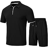 MoFiz Mens Tracksuits Sets Shorts Quarter Zip Polo Shirts Bottom Shorts Outfits Sport Suits Casual Walking Sets Comfy
