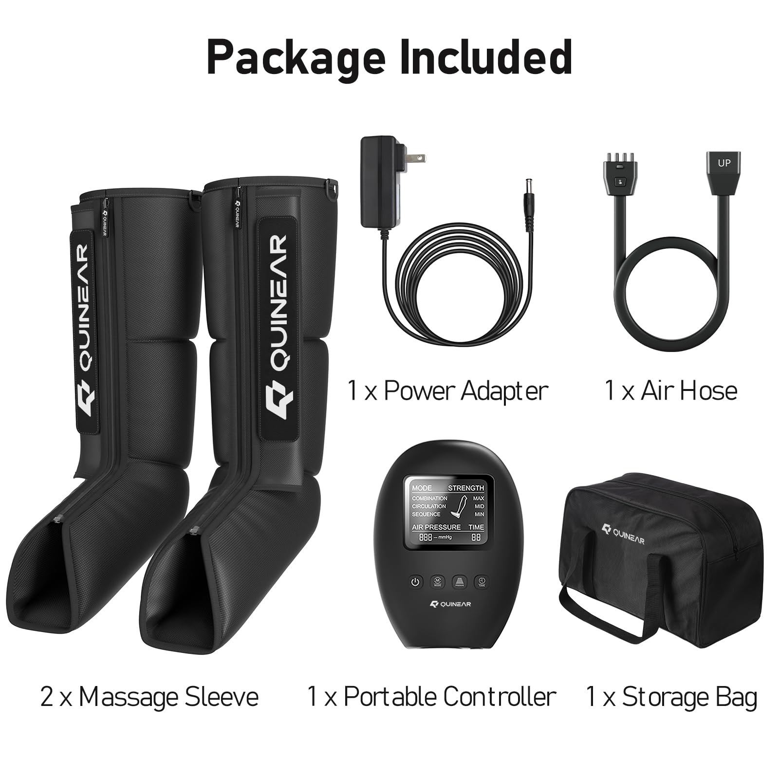 QUINEAR Leg Recovery System for Athletes, Air Compression Recovery Boots Massager for Circulation and Pain Relief - 9 Intensities 60-140 mmHg - FSA-HSA Eligible