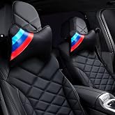 Erivis 2 PCS Car Headrest Pillow for BMW Accessories | Car Soft PU Leather Neck Pillow Support