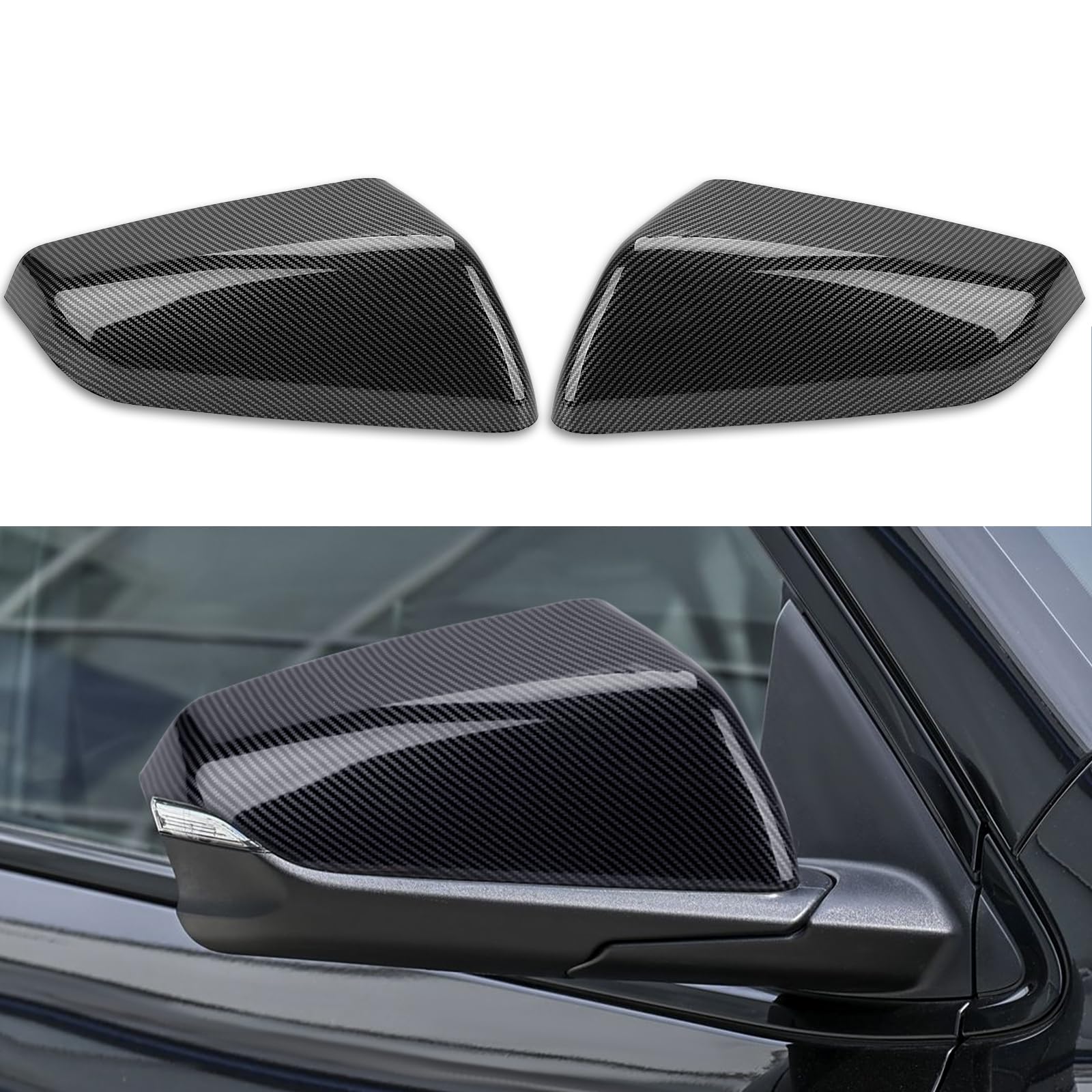 Photo 1 of zayody Driver & Passeger Side Rearview Mirror Cover Cap Compatible with Chevy Equinox GMC Terrain 2018-2023 Carbon Fiber Exterior Side Mirror Cover Replacement for 23406416 23406417 84225387 84545949