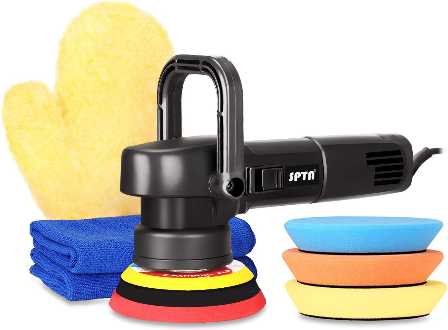 SPTA 5 Inch(125mm) 8mm/780W 6 Variable Speed Orbital Polisher DA Car