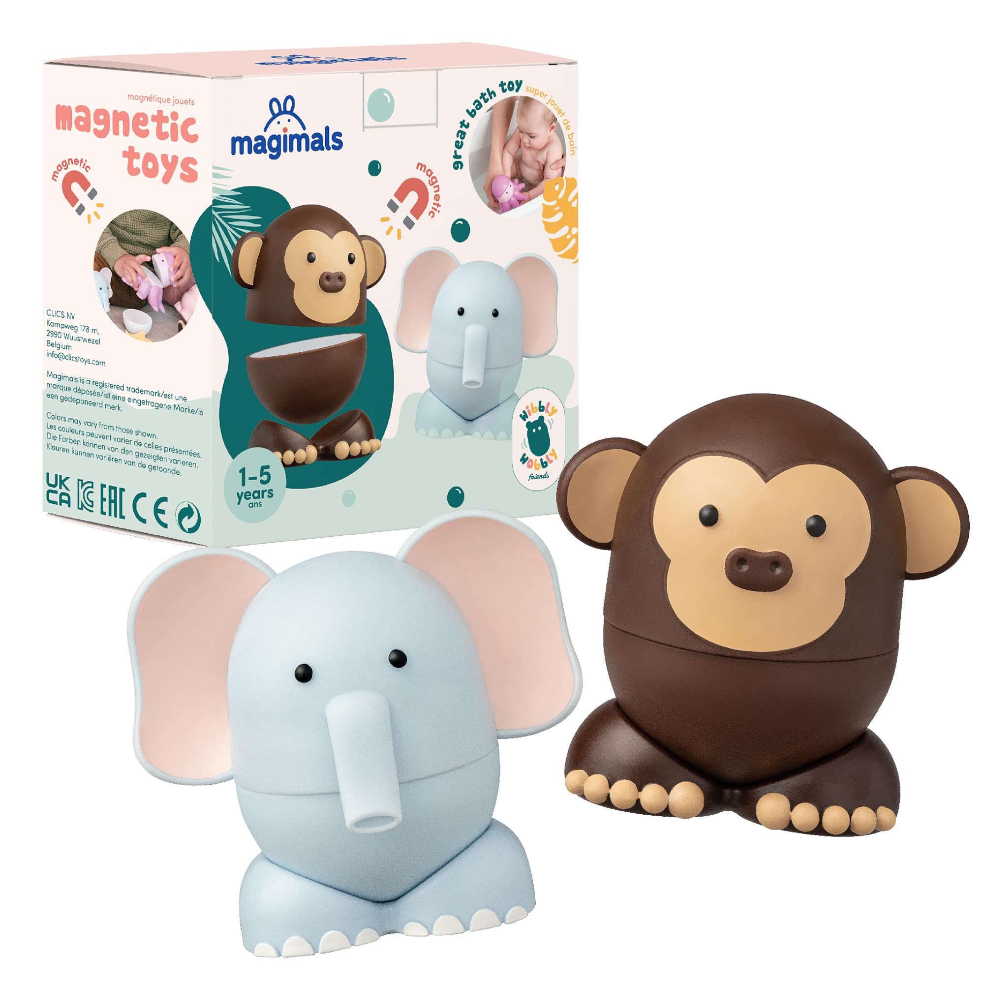 Magimals Safari – Interactive & Magnetic Animals to connect together (6 pieces). Fun and creative bath toys for your child - Safe and squeezable.