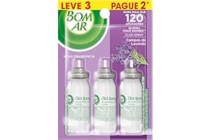 Aromatizador Bom Ar Click Spray Refil Leve 3 Pague 2 Campos de Lavanda
