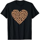 Cool Cheetah Leopard Print Heart T-Shirt Small