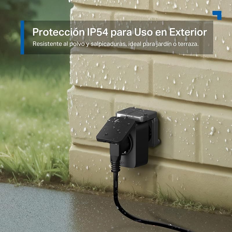 P410M - Enchufe Inteligente Exterior WiFi, IP54, Monitor de Energía