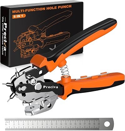 Preciva Leather Hole Puncher Revolving Belt Punching Tool 6 Heads 2.0–4.5mm