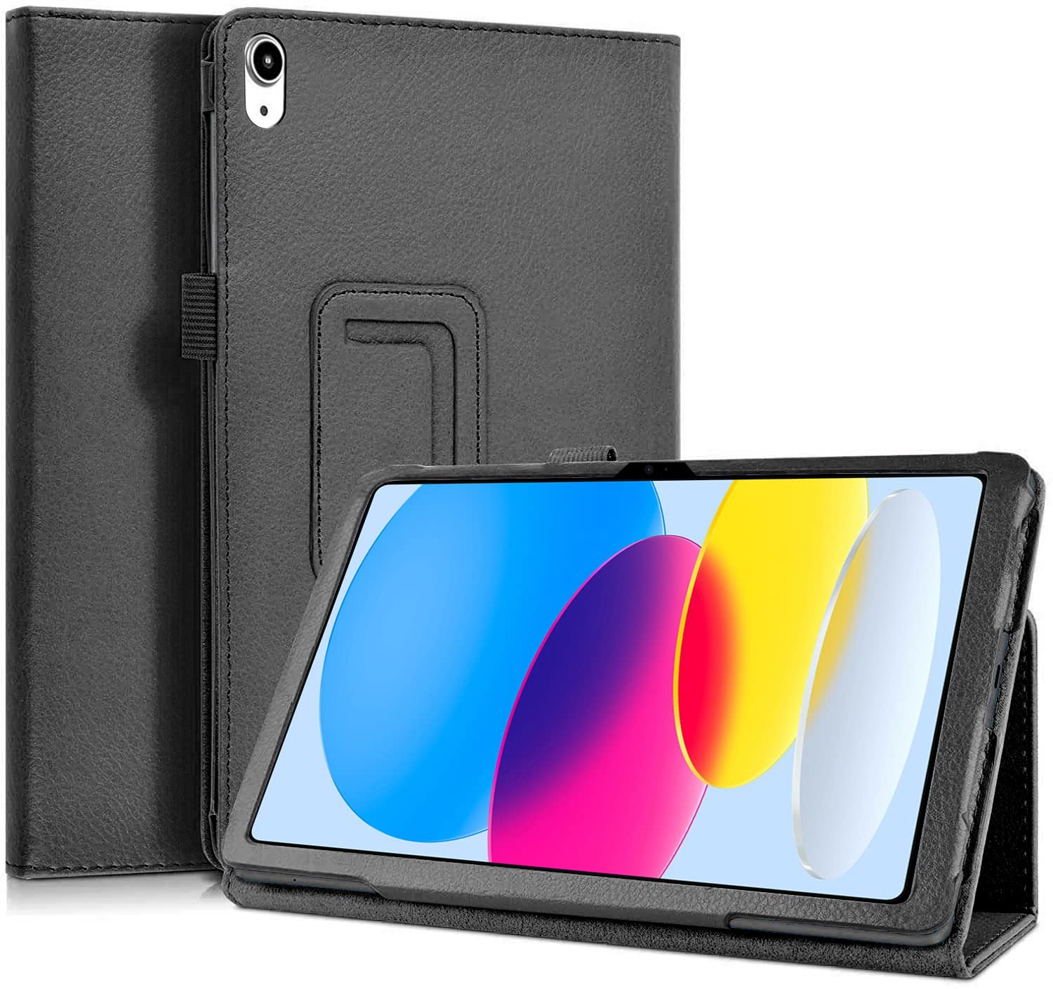 KONDUWANA 10.9 Inch iPad 10th Generation Case 2022 | Premium PU Leather Flip Case with Auto Wake/Sleep Feature (Black)