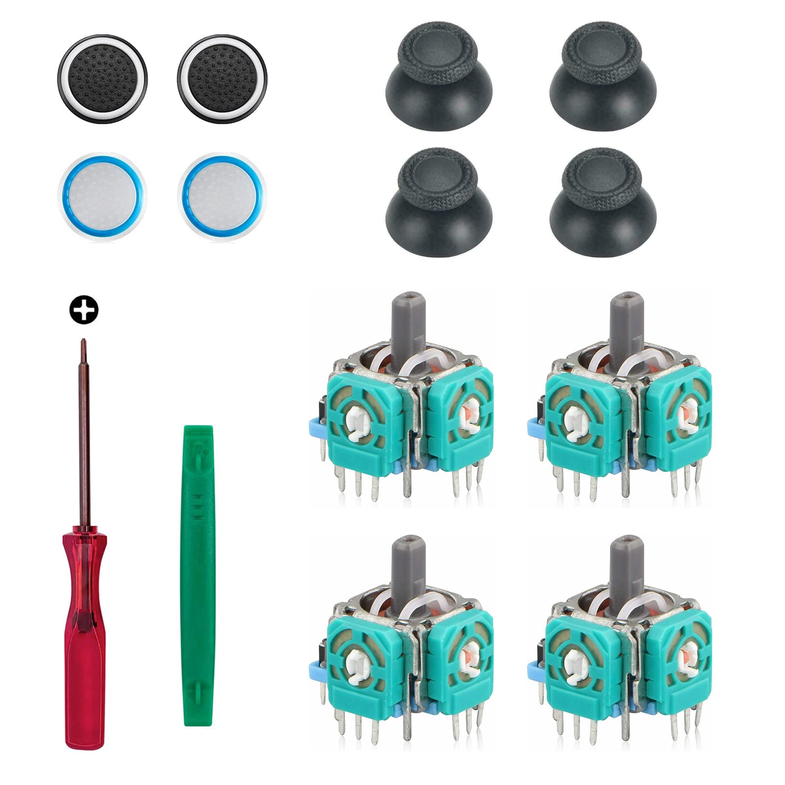 Replacement Thumbsticks Compatible with PlayStation 5 DualSense Wireless Controller, 3D Joystick Module Parts Analog Caps Compatible with Sony PS5 Controller 4pcs