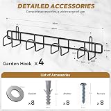 zacurter Garden Tool Storage Rack Wall Mounted 16 Hook 50kg Capacity view 5