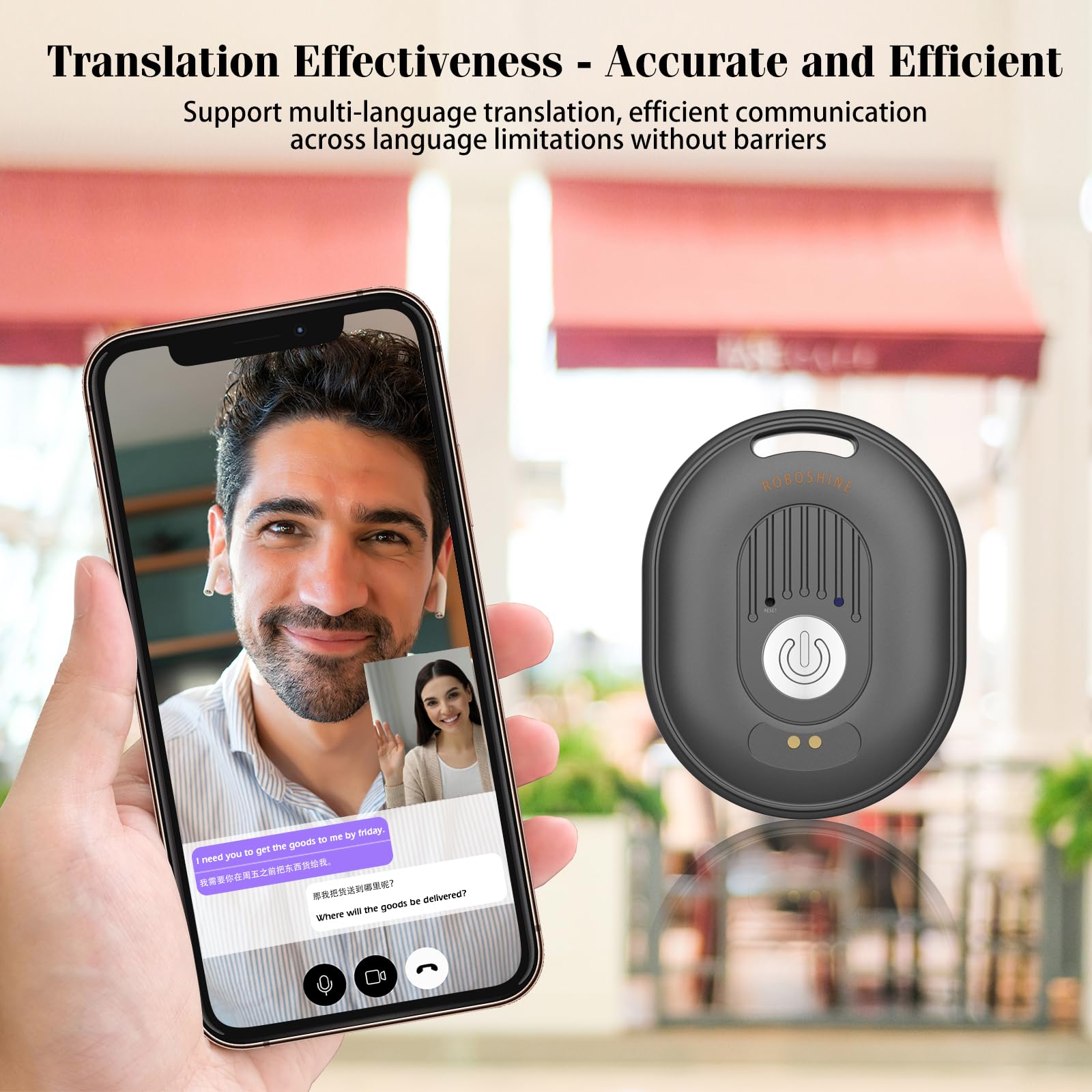 Translation Device, The Latest Instant Translation Device in 2025, Supports Video and Voice Call Translation, 138 Languages, 60 Day Standby, Suitable for iOS and Android (Grey)