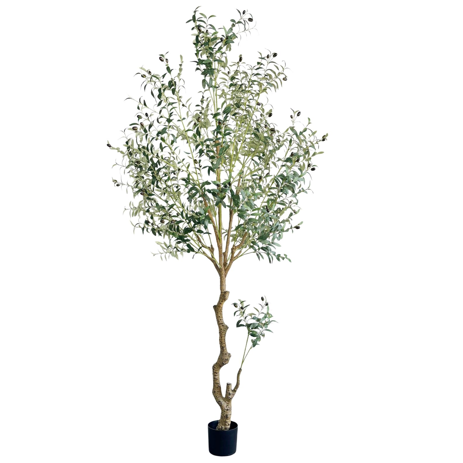 Photo 1 of ***BROKEN BOTTOM*** QUTUNI 8FT Artificial Olive Tree, Fake Olive Tree with Planter Large Faux Olive Branches and Fruits, Artificial Plants for Home Office Decor Indoor Outdoor 2160 Leaves
