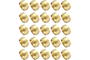 Bonsicoky 30 Pcs Brass Compression Fitting Ferrule Sleeve, 1/2" Tube OD Brass Compression Tube Fitting