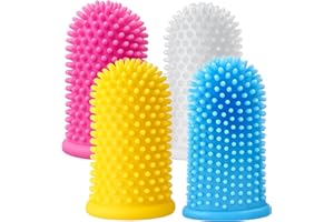 CHARLIE & BUDDY Dog Finger Toothbrush – 4 Pack Soft Silicone Teeth Cleaning Tools for Puppies & Adult Dogs – Dog Tooth Brushing Kit for Oral Care – Teeth Cleaning Tools