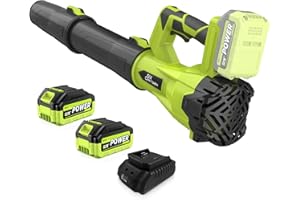 SIX CRAFTSMEN Leaf Blower Cordless,SIXCRAFTSMEN 21V Cordless Electric Blower with 2 Batteries and Fast Charger, 6-Speeds Lightweight Leaf Blower with Extension Tube for Patio, Lawn,Garage,Blowing Leaves, Dust, Snow