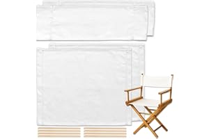 STAY GENT 18''L X 15''W 2 Set Directors Chair Replacement Canvas for 18'' Director Chairs, Replacement Cover Canvas Seat and 19.7''L X 6.3''W Back Covers Kit for Director Chairs Movie Chair, White