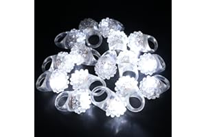 LACGO 12 PCS Flashing LED Lights up Rings - Bumpy Jelly Glow in the Dark Rings Colorful Rubber Blinking Rings Gift Toys Prizes for Adults Party Favors Halloween Christmas