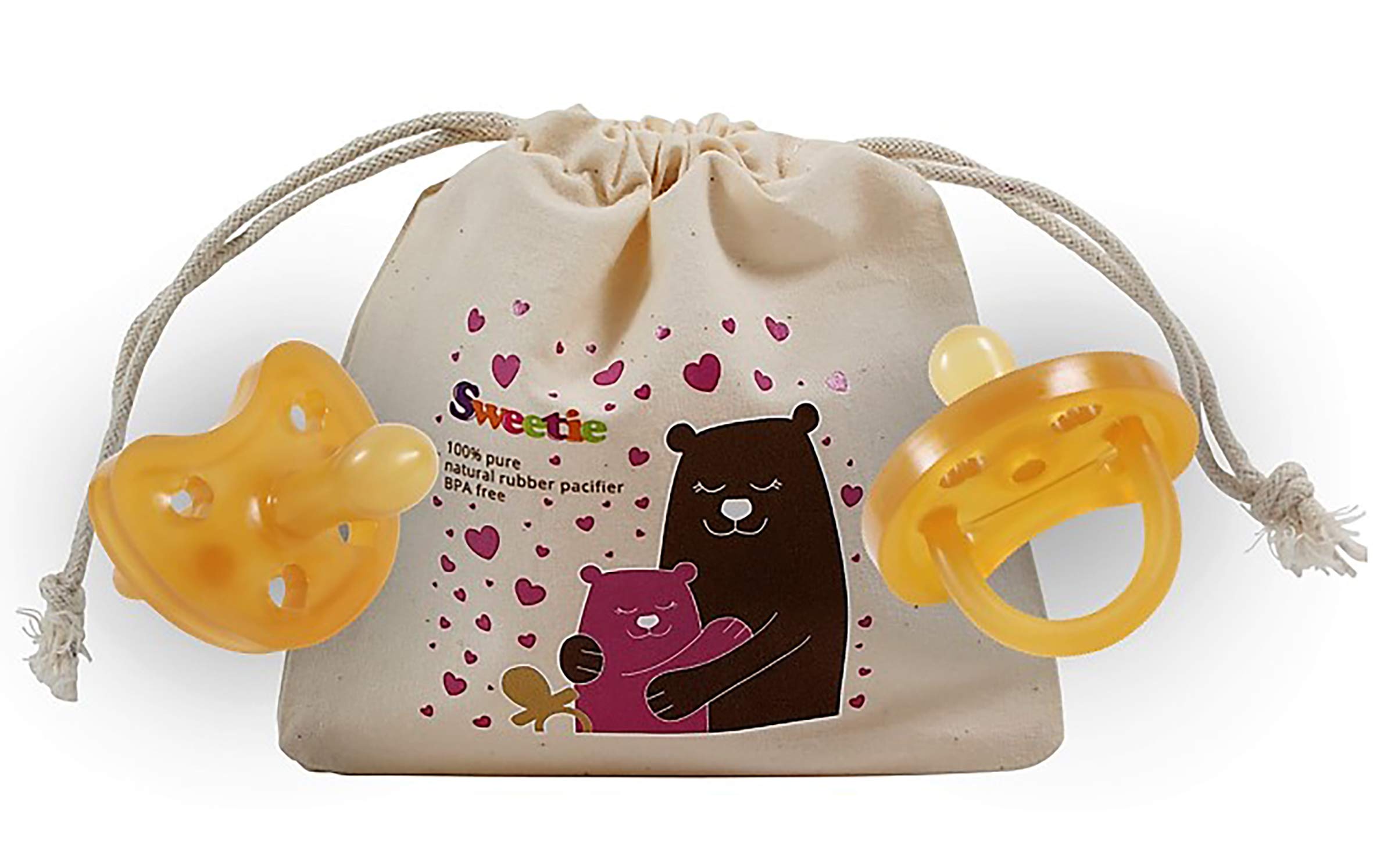 Sweetie Rubber Pacifier Heart Shape Rubber Natural Rubber with Symmetrical Nipple 1 Count (6-12 Medium)