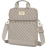 MOSISO 12.9 inch Tablet Sleeve Bag for iPad Pro 13 M4&iPad Air 13 M3 M2,iPad Pro 12.9 M2 M1 6/5,Surface Laptop Go 12.4,Galaxy Tab S8+/S9+ 12.4,Square Quilted Carrying Case with 2 Pockets, Taupe Brown