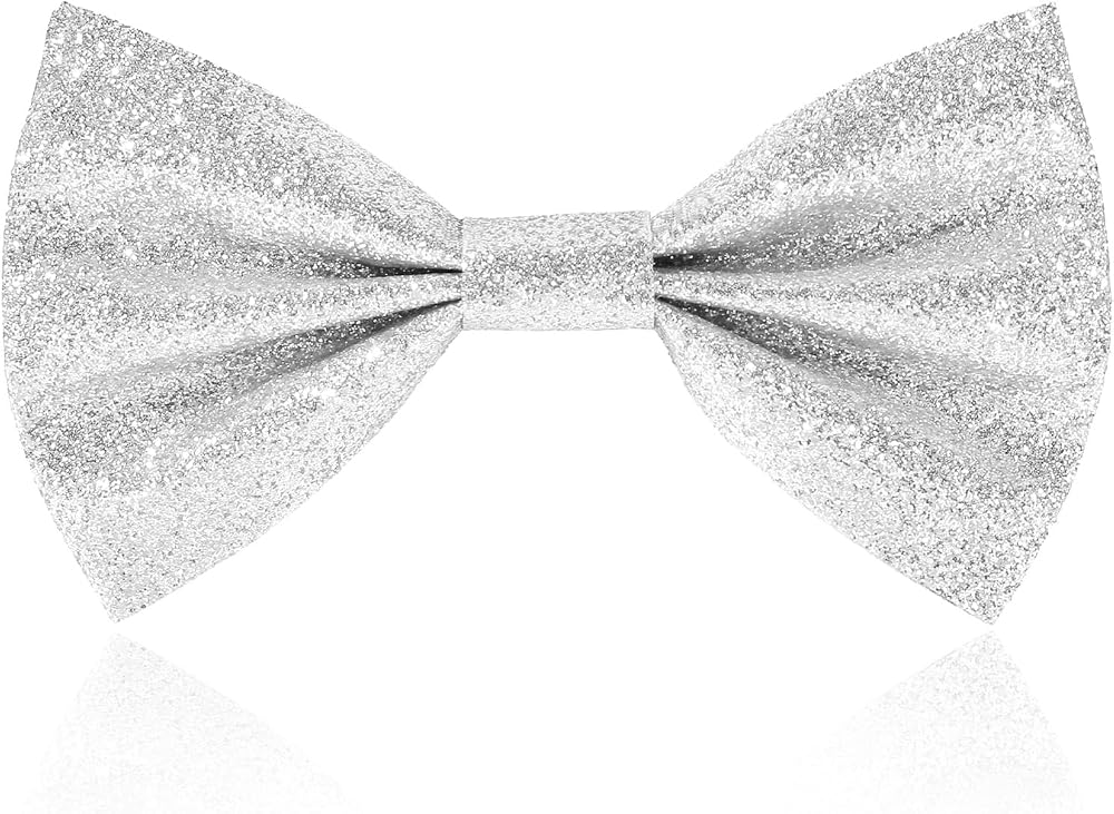 Heyu-Lotus Mens Glitter Sequin Bow Tie Sparkling Pre-tied Adjustable Strap Party