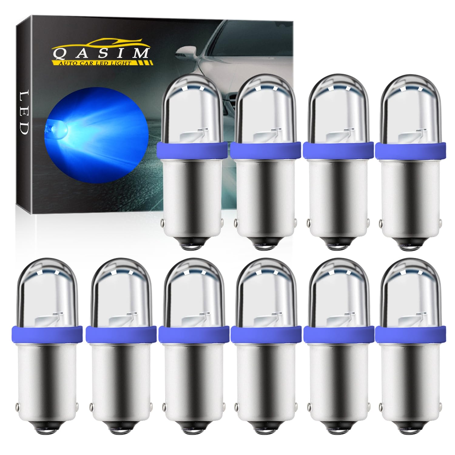 Qasim DC 6.3V 6V BA9S T11 44 47 756 1847 1893 Bayonet Led Bulb for Arcade Pinball Led Bulbs Pinball Gaming Machine Light Bulb Lamp(Pack of 10,Blue)