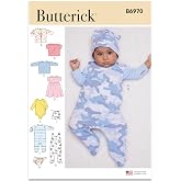 Butterick B6970A Infants' Jacket, Tops, Dress, Rompers, Diaper Cover and Hat Sewing Pattern Kit, Design Code B6970, Sizes XXS-XS-S-M-L