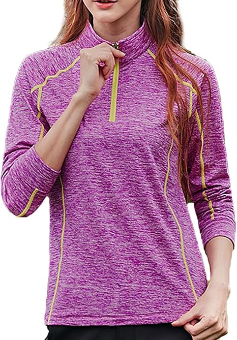 Amazon ジェームズ スクエア レディース ハーフジップ トレッキング シャツ 吸汗 速乾 ドライ 長袖 フィットネス トレーニング シャツ 通販