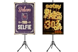 WHAUU 2Pack Double-Sided Sign Holder,Advertising Display Tripod Poster Stand,Adjustable Pedestal Sign Stand Height Up to 79 in, Poster Stand for Wedding,Restaurant or Business(Poster not included)