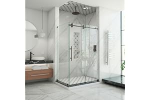 DreamLine Enigma-XO 32 1/2 in. D x 44 3/8-48 3/8 in. W x 76 in. H Frameless Shower Enclosure in Oil Rubbed Bronze Stainless Steel, Shen-6132482-06