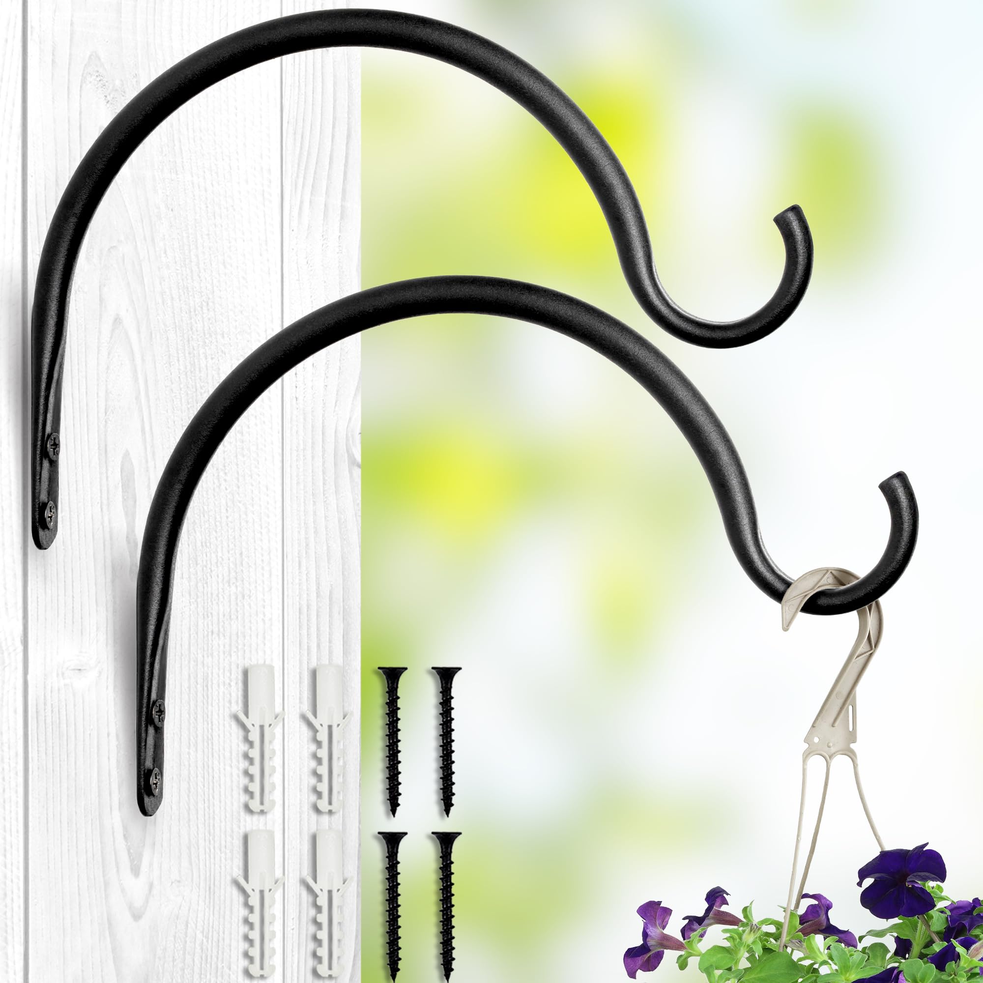 Photo 1 of AJART Hanging Plant Hanger Outdoor: 5.5-Inch Bird Feeder Wall Hooks - Rust-Resistant Plant Bracket Hook for Hanging Flower Baskets