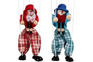 AZOIIKWD Marionette Puppets, 2 Pcs Funny Wooden Marionette Pull String Puppet, Creative Marionette Toys String Puppet Doll for Birthday Xmas