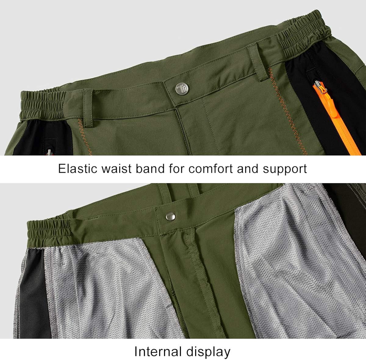 LTIFONE Mens Hiking Outdoor Athletic Pants, Quick-Dry Lightweight Waterproof with Zipper Pockets and Belt: Clothing