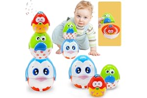 BOLZRA Musical Chicken Egg Toys, Nesting Dolls & Stacking Toys for Toddlers 1-3, Sensory Learning Toy for Kids, Fun Educational Easter Birthday Gift for Boys and Girls 12-18 Months
