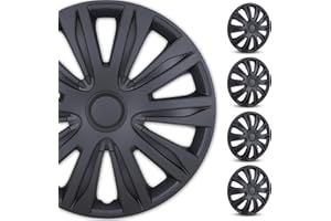 WOLFSTORM 4-Pack 16 Inches Wheel Rim Cover Hubcaps,Redesign Fashion Style Replacement Hubcaps,Car Truck SUV Hub Accessories, Matte Black