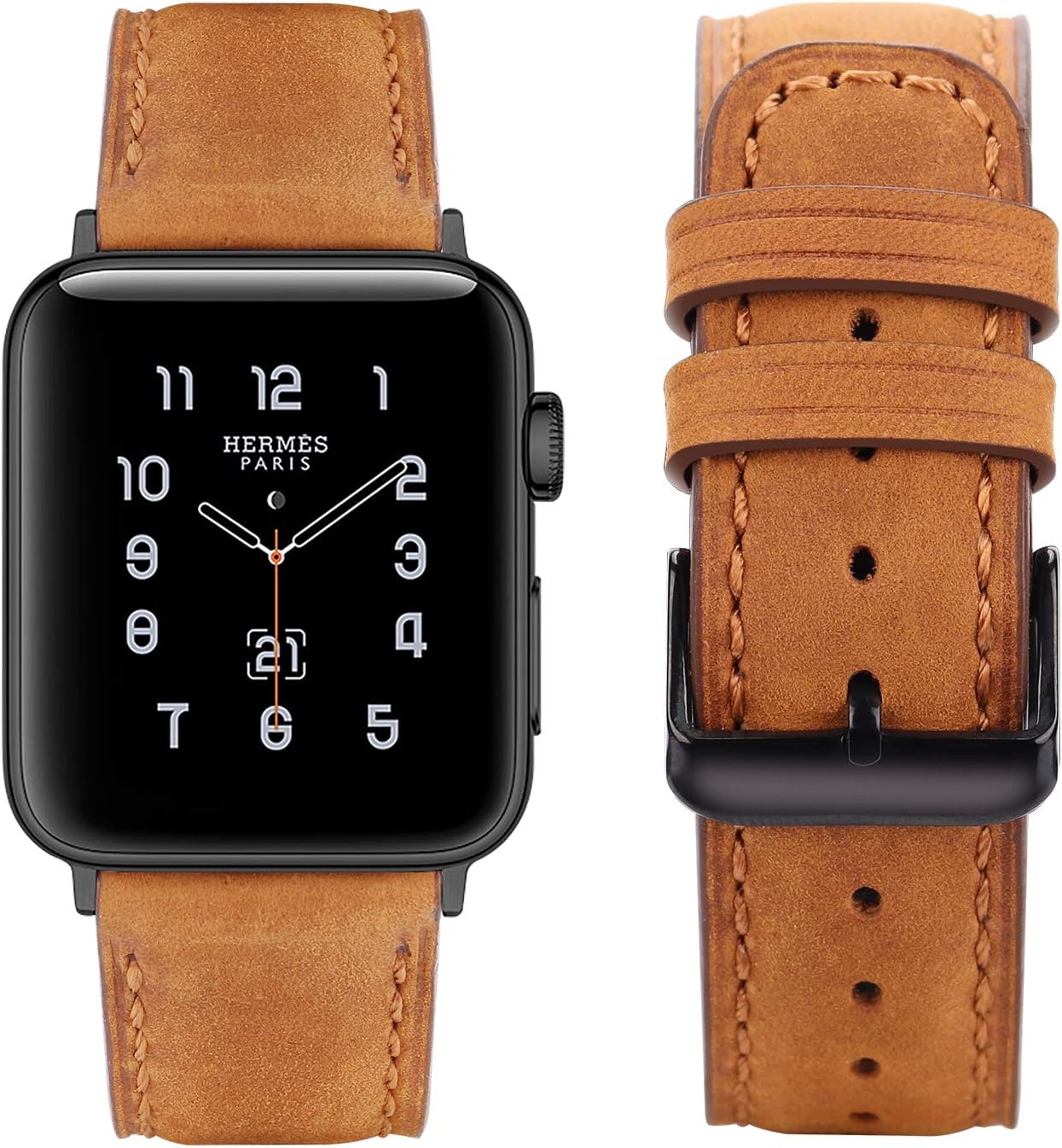 Tasikar Bands Compatible with Apple Watch Strap 42mm(Series 11/10) 41mm 40mm 38mm men Genuine Leather Replacement Bracelet Band Compatible with iWatch SE Series 11 10 9 8 7 6 5 4 3 - Image 5