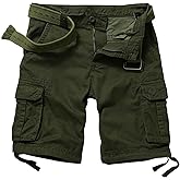 AKHIKING Camo Cargo Shorts for Men Cotton Casual Wild Outdoor Work Relaxed Fit Shorts with Multi-Pockets