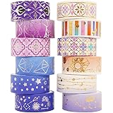 YUBBAEX Poetic Gold Washi Tape Set VSCO Floral Silver Foil Masking Tape Decorative for Arts, DIY Crafts, Bullet Journal Suppl