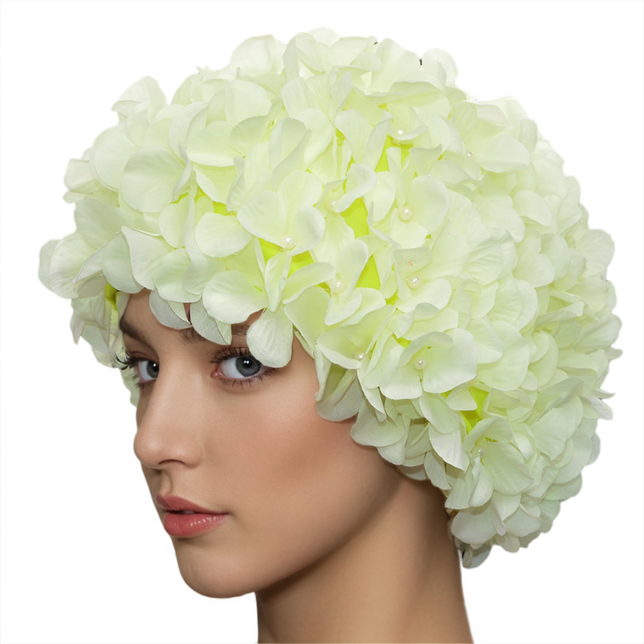 Medifier Vintage Floral Petal Retro Swim Caps Bathing Caps for Women Light Green